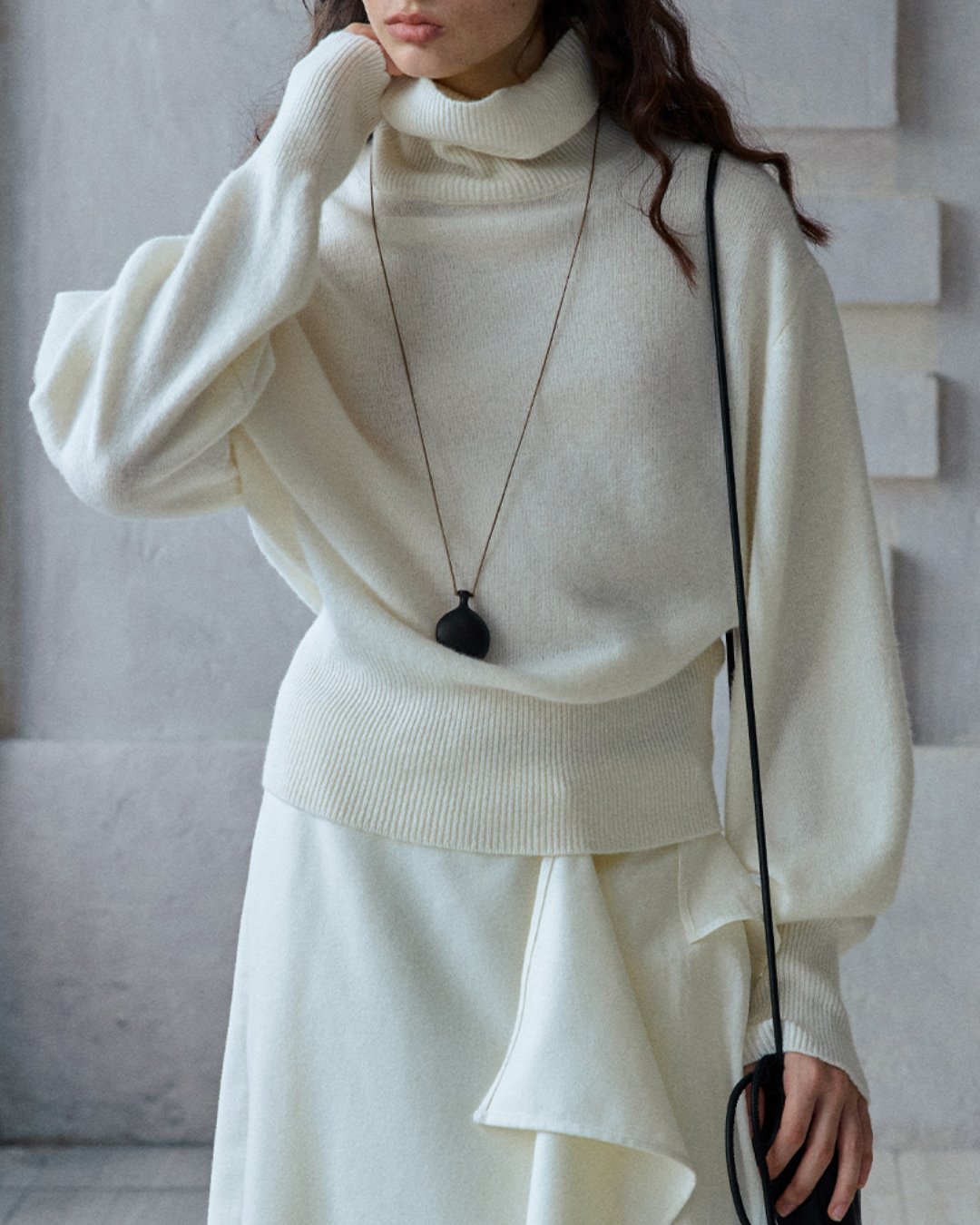 ハイカラーニットプルオーバー 10195