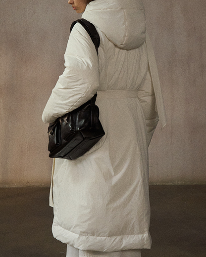 フーディーストラップロングダウンコート 10281