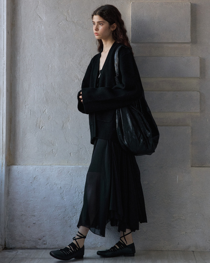 Vネックウエストワイドカーディガン 10171