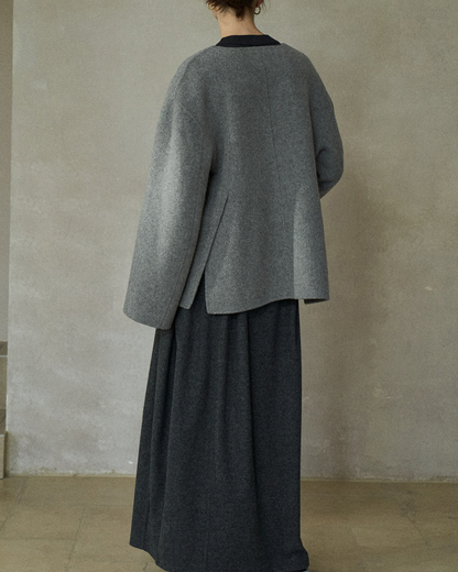 スカーフカラーミディフレアコート 10197