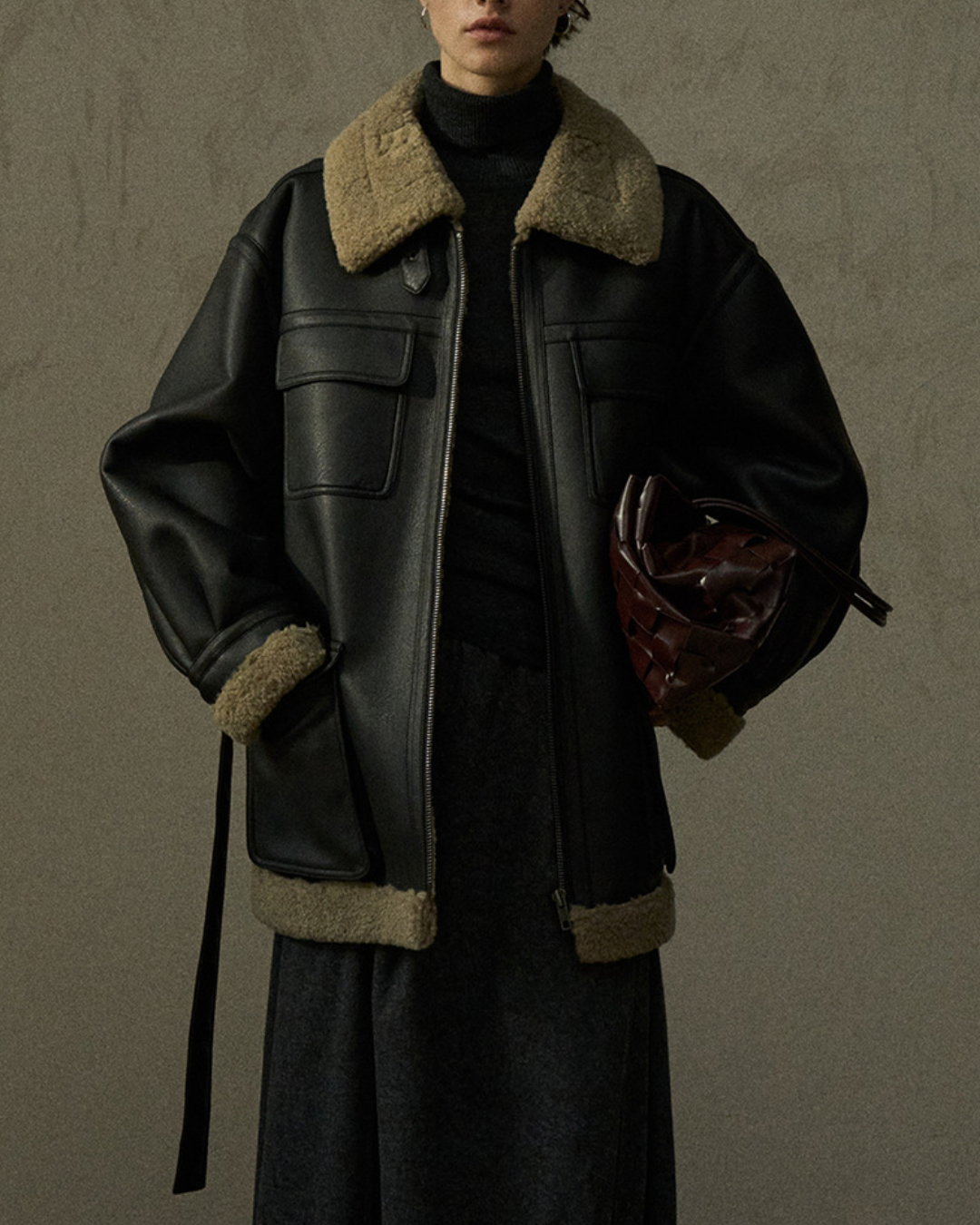 スタンドカラーストラップミディジャケット 10288