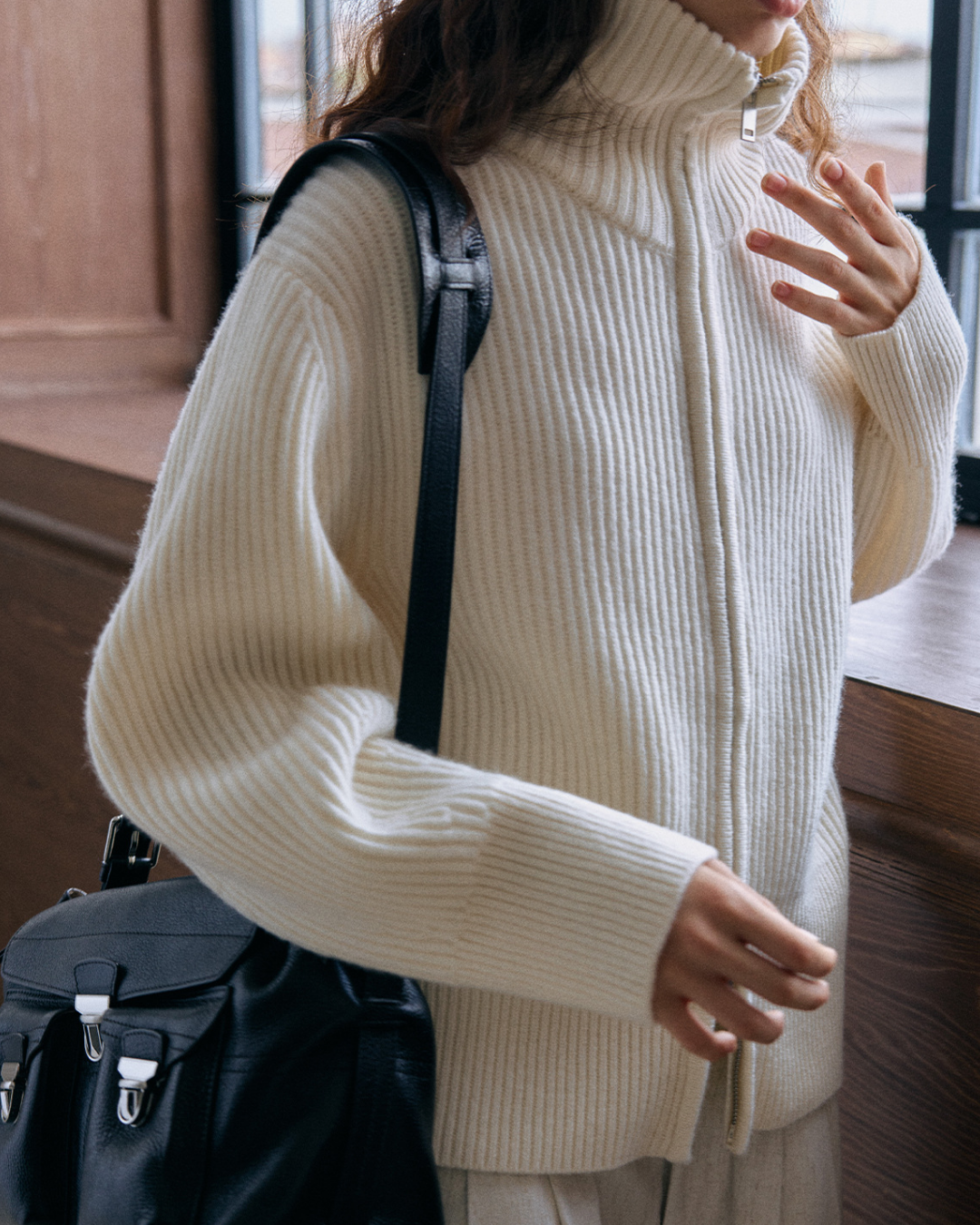 タートルネックジッパーニットプルオーバー 10164