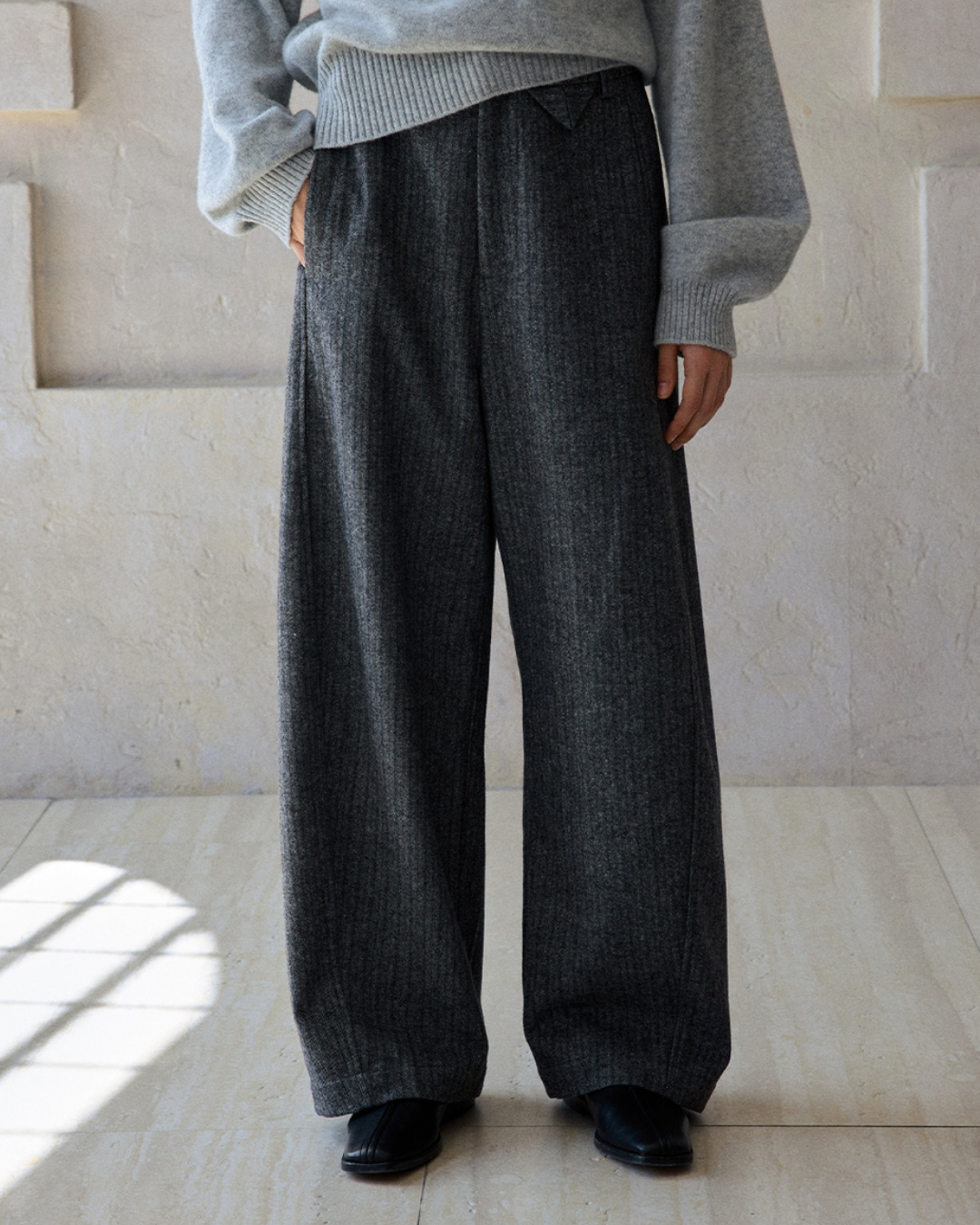ヘリンボーンストレートカジュアルパンツ 10187