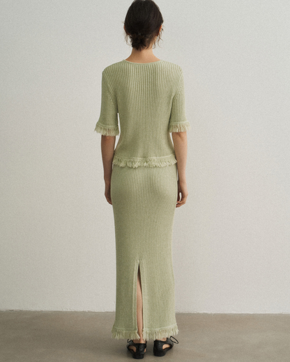 バックスリットフリンジニットスカート 10475