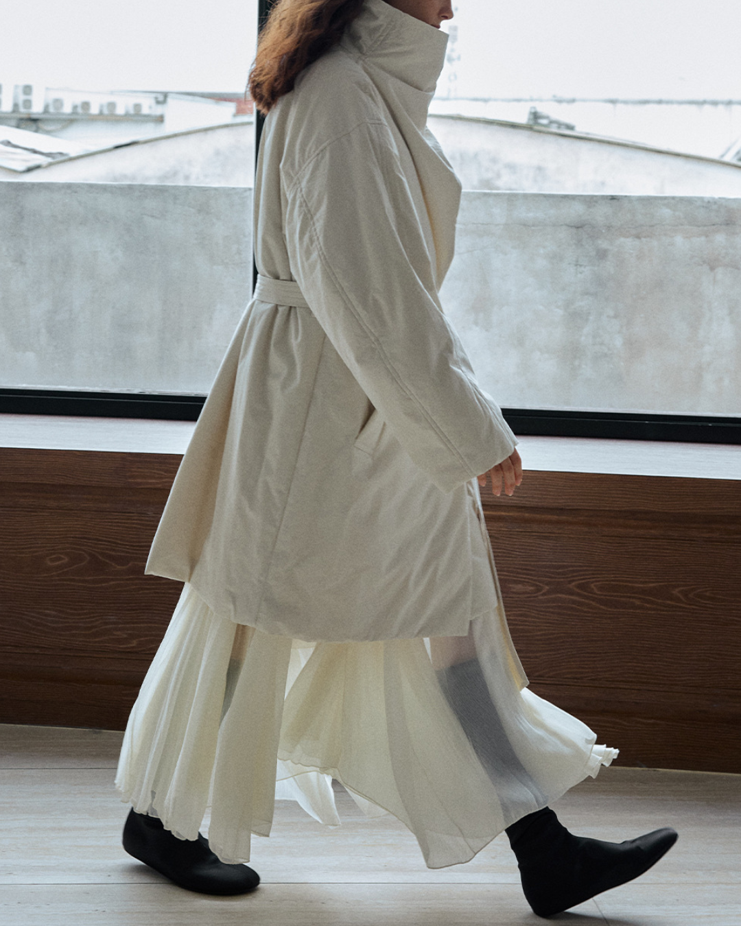 スタンドカラーロングストラップコート 10236