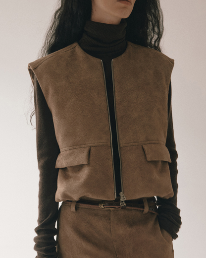 スリークスエードジップベスト 10419
