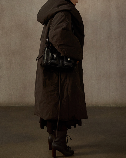 フーディーストラップロングダウンコート 10275