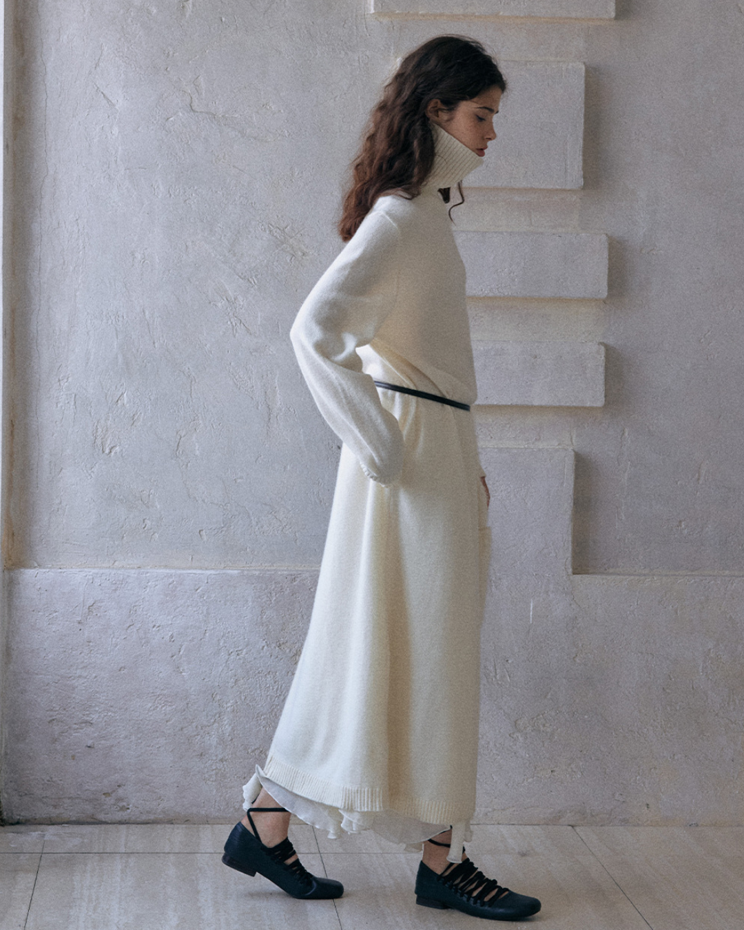 ハイカラーニットワンピース 10175