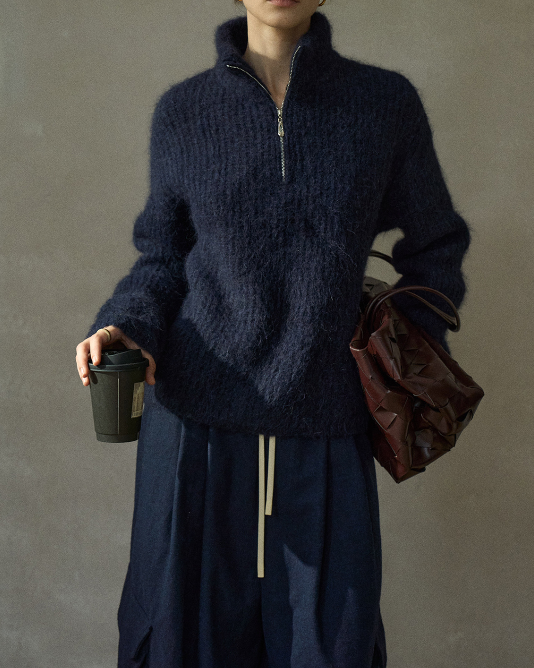 ハーフジッパーニットプルオーバー 10225