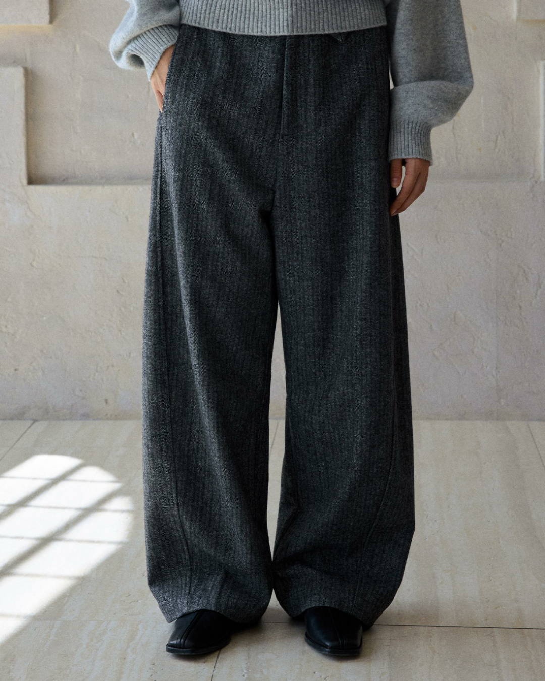 ヘリンボーンストレートカジュアルパンツ 10187