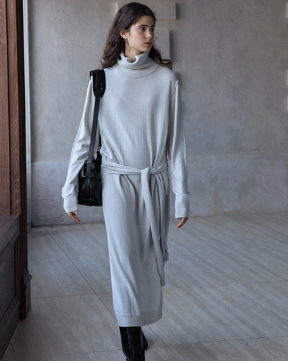 タートルネックニットロングワンピース 10154