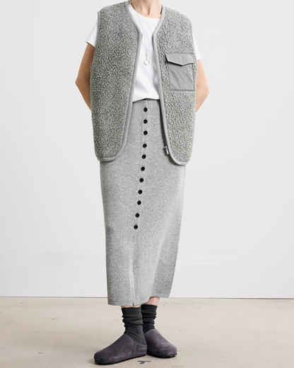 フロントスリットボタンデザインロングスカート 10329