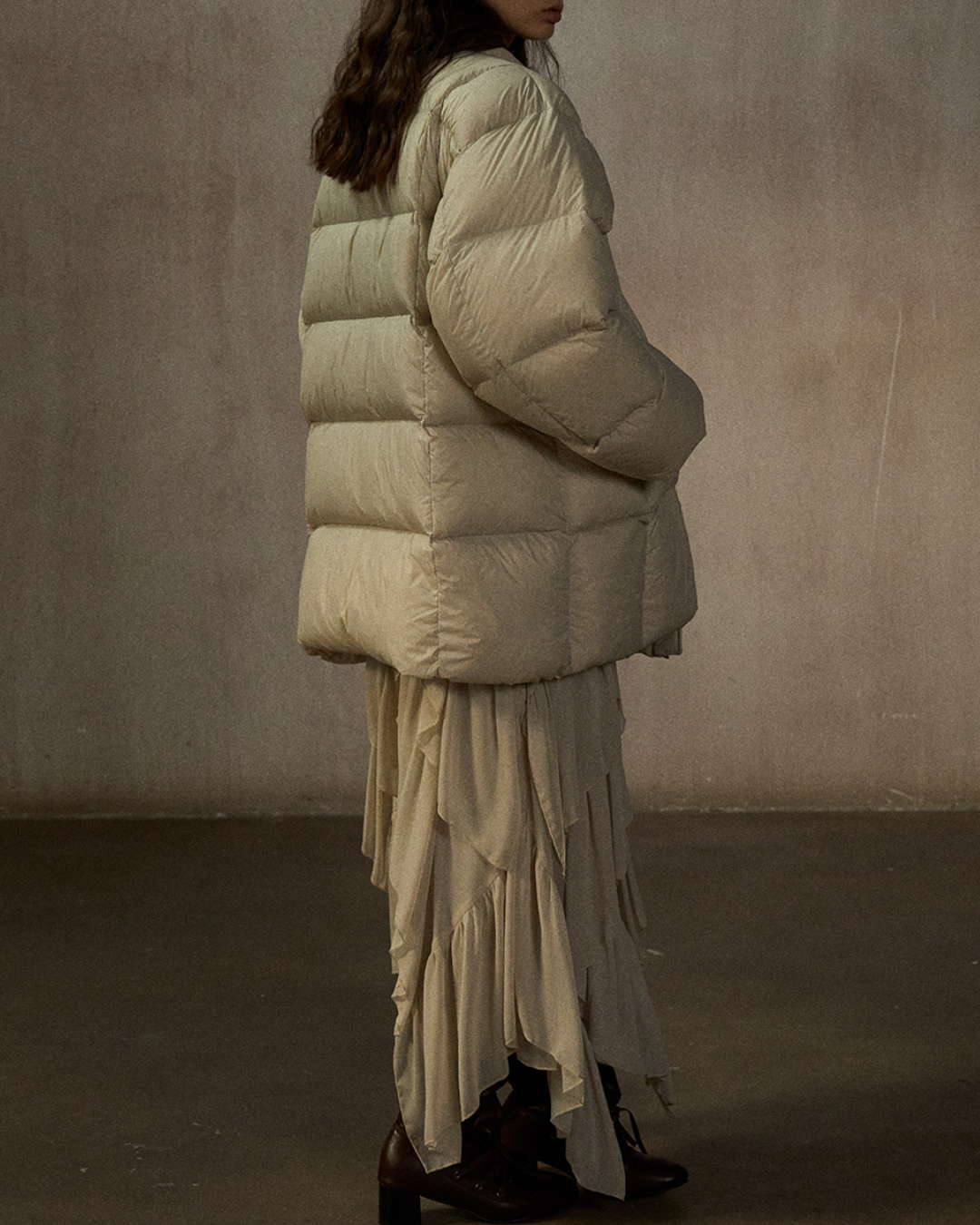 クルーネックミディキルティングコート 10271