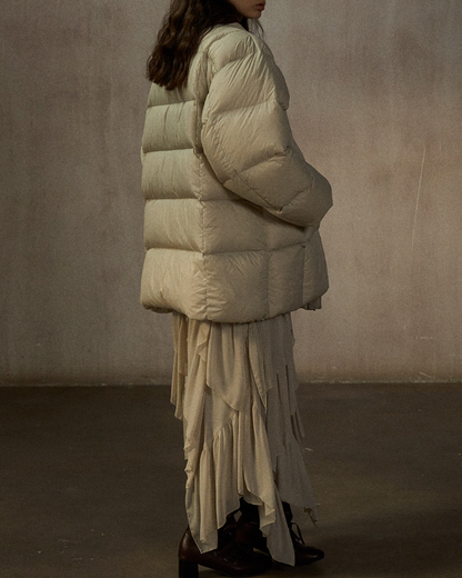 クルーネックミディキルティングコート 10271