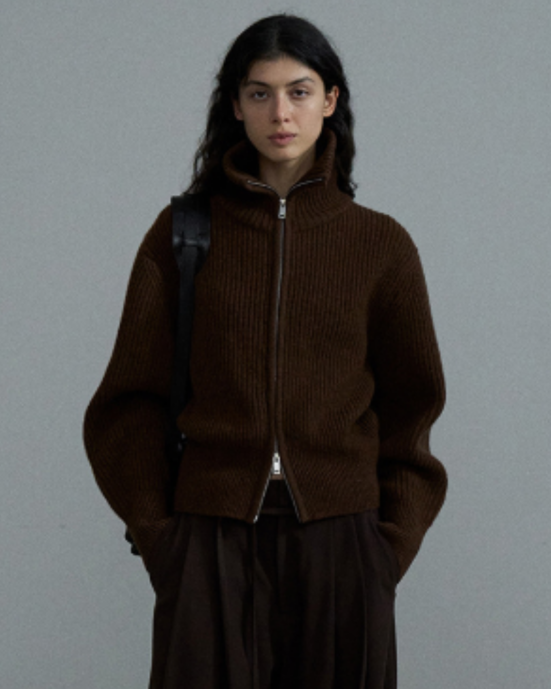 タートルネックジッパーニットプルオーバー 10164