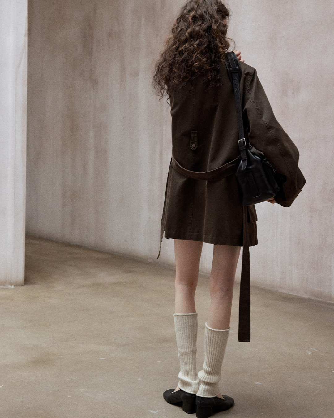 ウォッシュドコットンスエードブラウンロングジャケット 10167