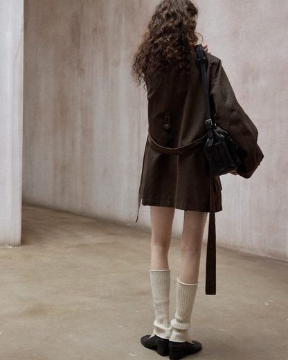 ウォッシュドコットンスエードブラウンロングジャケット 10167