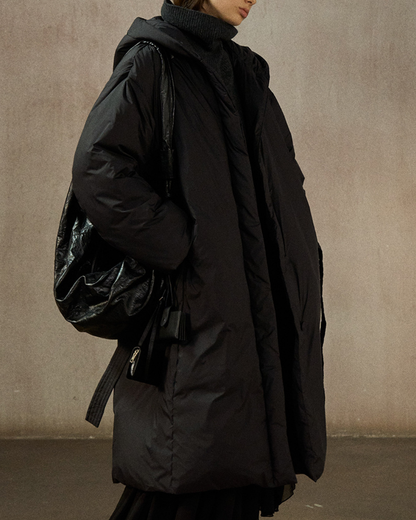 フーディーストラップロングダウンコート 10281