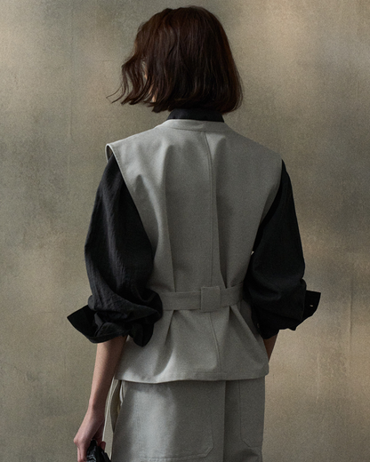 デニムライクストラップVネックベスト 10347