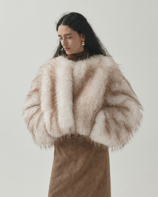 テクスチャーファーショートコート 10430