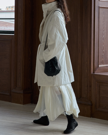 スタンドカラーロングストラップコート 10236