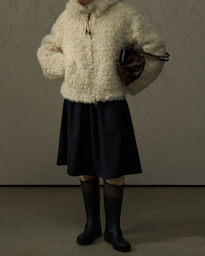 フーディージッパーボアショートコート 10293