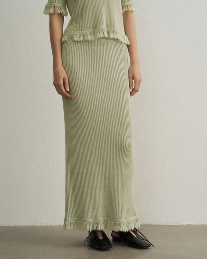 バックスリットフリンジニットスカート 10475