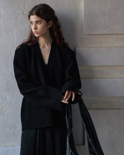 Vネックウエストワイドカーディガン 10171