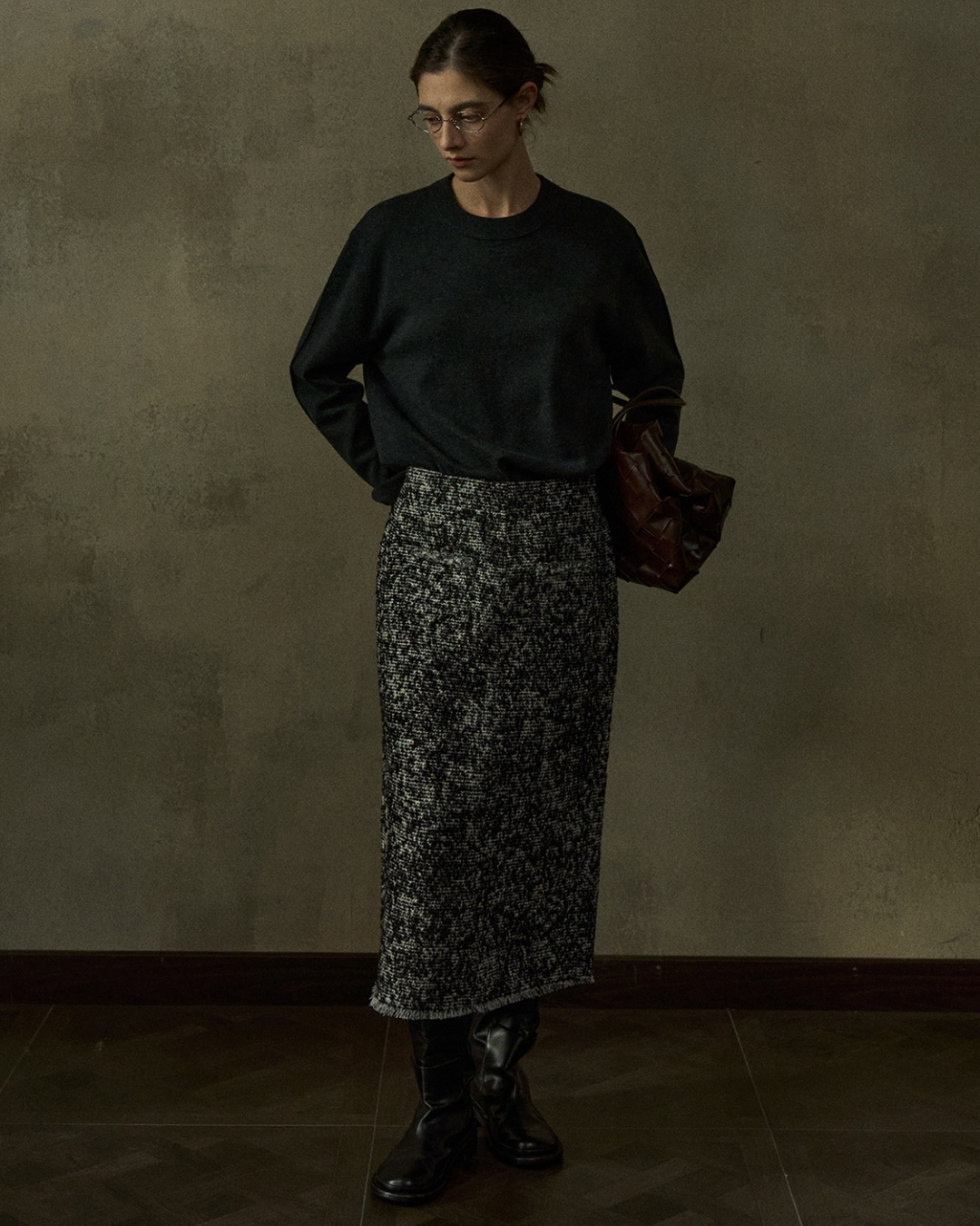 モノフォーム スリットツイードスカート 10442