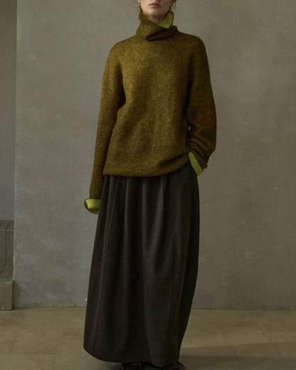 ハイカラーコントラストニットプルオーバー 10196